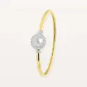 Bracelet jonc en or serti d’une perle centrale entourée de diamants